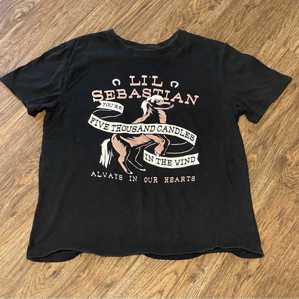 Lil Sebastian You’re Five Thousand Candles In The Wind Short Sleeve Tshirt Black